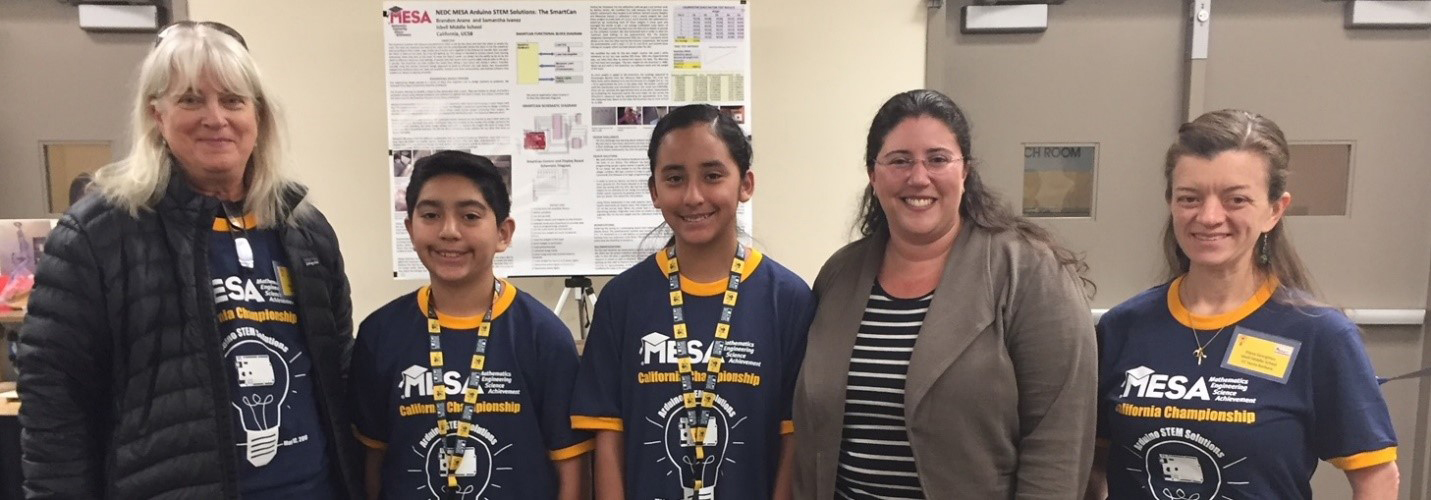 Pictured 7th grade team with K-12 Programs Director, UCSB MESA Advisor